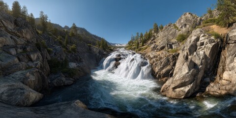 Obraz premium Majestic waterfall adventure nature hdr 360 degrees hdri view