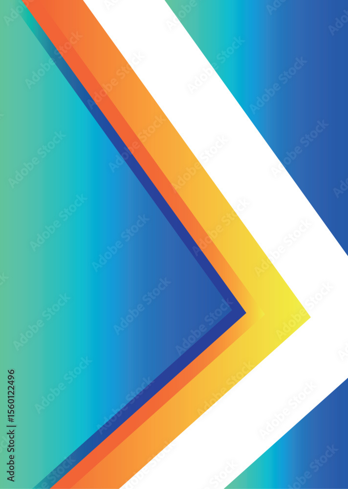 Poster blue and green gradient with white orange and red abstruct background design