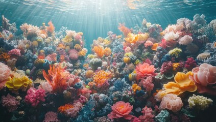 Vibrant underwater coral reef scene