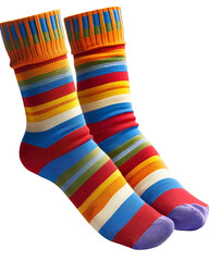 Colorful striped socks on black background