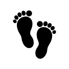 Silhouette of Two Human Footprints: A Symbol of Walking, Exploring, Movement, and the Journey Through Life's Path