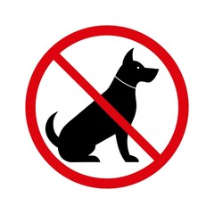 A circular sign that shows dogs are not allowed in the specified area or are otherwise forbidden from engaging in any activity