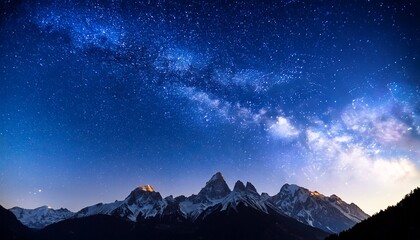 Fototapeta premium majestic mountain range under starry sky