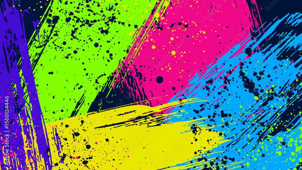 Canvas Prints grunge background with contrasting freehand brush strokes and scattered dots.