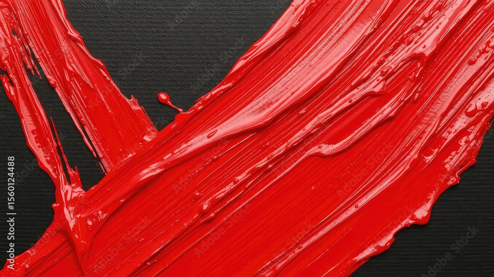 Poster dynamic strokes of vibrant red paint against a textured dark surface create an abstract background w