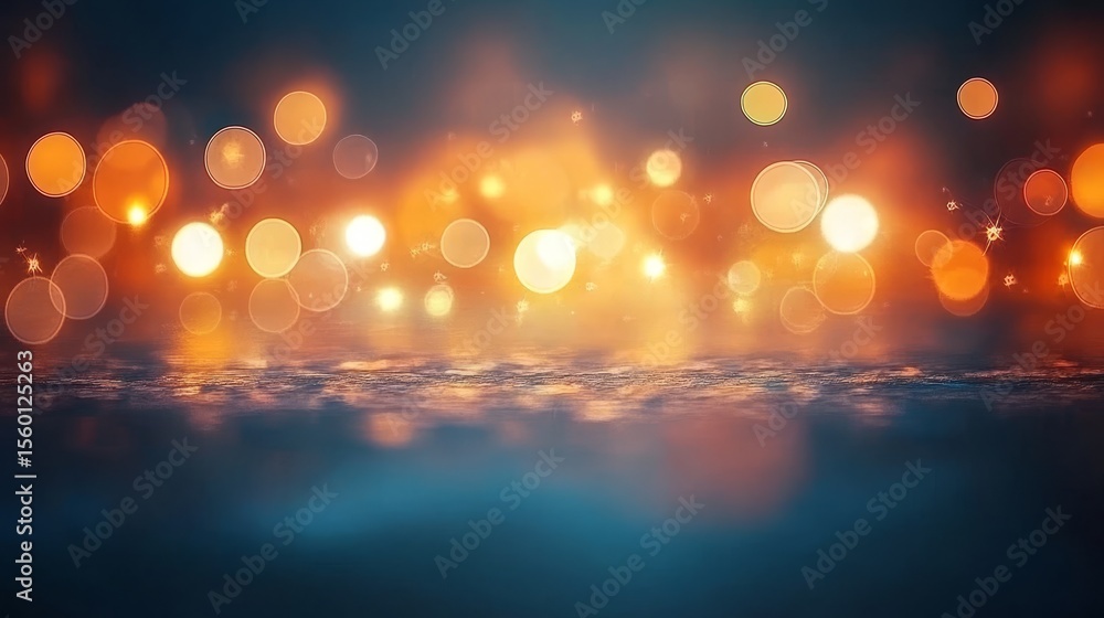 Poster abstract background with glowing bokeh lights and shimmering reflections in digital art design
