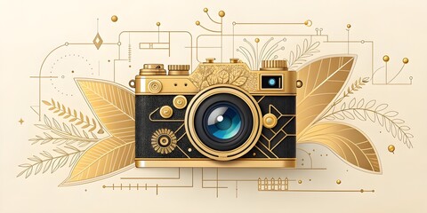 world photographer day illustration with a golden ratio composition banner background