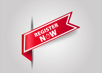 Register Now Banner red flat sale webbanner and poster creative design