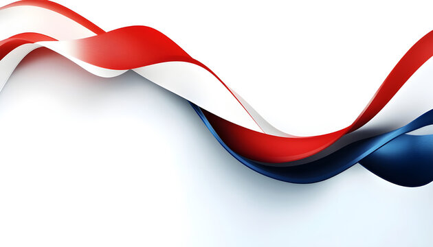 Abstract ribbon swirl with red, white, and blue curves extending outward on transparent background