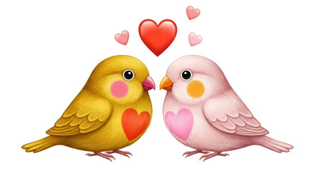 Isolated Cartoon Love Birds