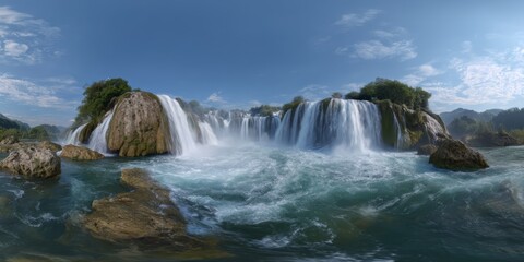 Scenic waterfall adventure nature hdr 360 degrees hdri view