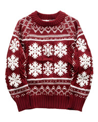 Red Christmas Sweater with Snowflake Design,