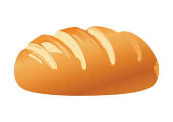 Traditional Plain Baked Bread Loaf - Vector Illustration
