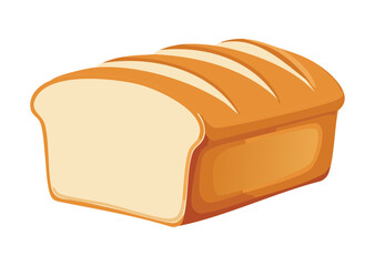 Traditional Plain White Baked Bread - Vector Illustration