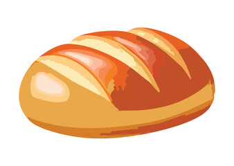 Golden Baked Light Brown Loaf - Vector Illustration