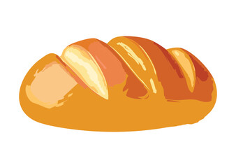 Fresh Artisan Bread with Wider Parallel Slashes - Vector Illustration