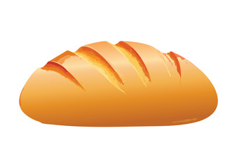 Golden Baked Light Brown Loaf with Slashes - Vector Illustration