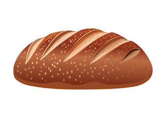 Dark Baked Long Loaf with Parallel Slashes - Vector Illustration