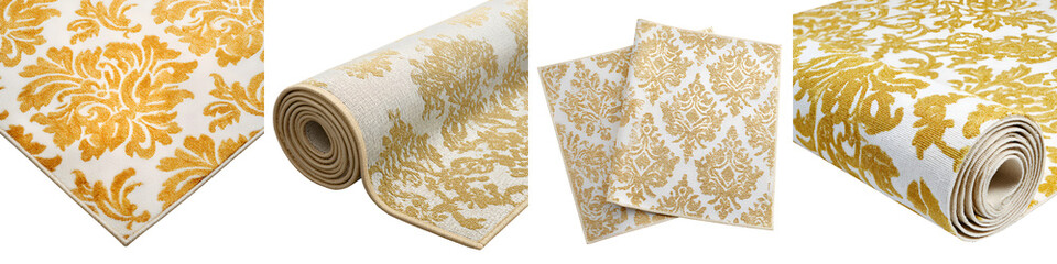Elegant Damask Pattern Rugs and Carpets Collection on White