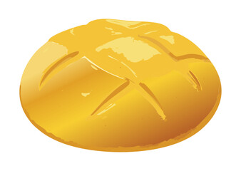 Artisan Loaf with Prominent Slanted Scoring - Vector Illustration