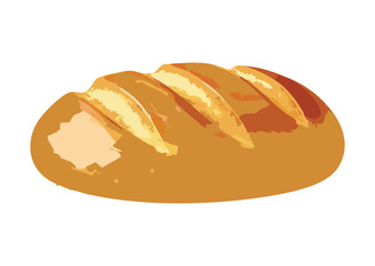 Golden Baked Loaf Bread with Diagonal Scoring - Vector Illustration