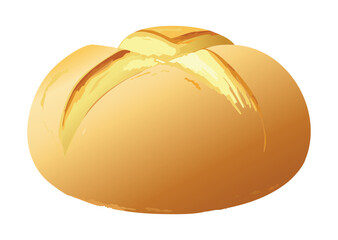 Golden Artisan Loaf with Decorative Top Cuts - Vector Illustration
