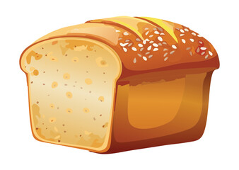 Freshly Baked Sliced Loaf of Wholesome Bread - Vector Illustration