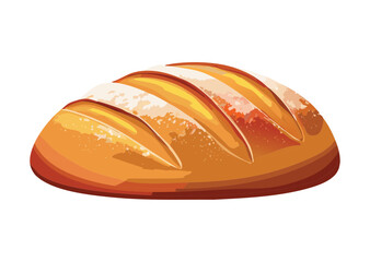 Golden Baked Elongated Loaf with Parallel Cuts - Vector Illustration