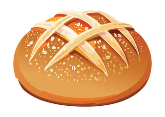 Rustic Artisan Loaf with Crosshatch Scoring - Vector Illustration