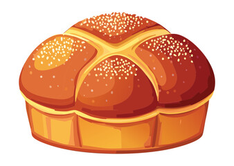 Hearty Rustic Round Bread with Decorative Slits - Vector Illustration