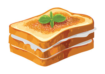 Savory Layered Toasted Sandwich Cheese Filling - Vector Illustration