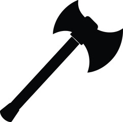 Black Axe Silhouette On White Background
