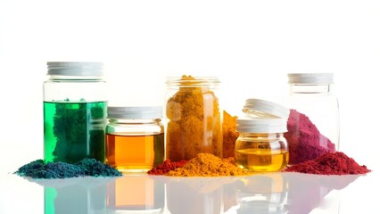 jars containing medication on a white background