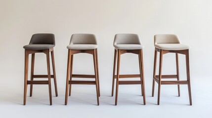 Contemporary bar stools in neutral colored minimalist interior