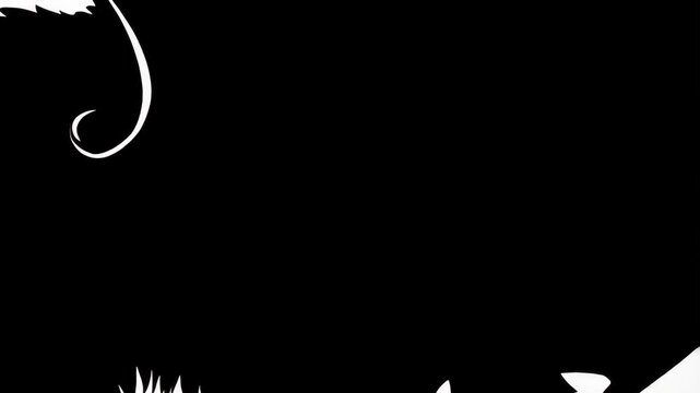 Monochrome artistic rendering of a wild buffalo, shown in silhouette with detailed fur and distinctive horns on a white backdrop