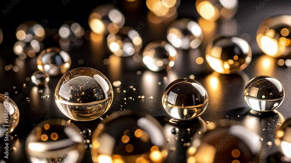 Poster elegant crystal balls with golden illumination on dark background create a luxurious and refined vis