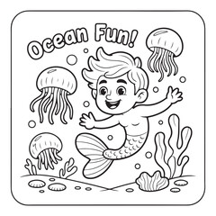  Ocean Scene Bold & Easy Coloring Book Pages, Easy Ocean Coloring Book, Bold Line Sea Life Coloring,  Large Print Ocean Coloring Book.
