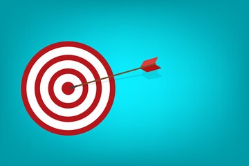 Arrow hits the target center. Business challenge failure and success concept