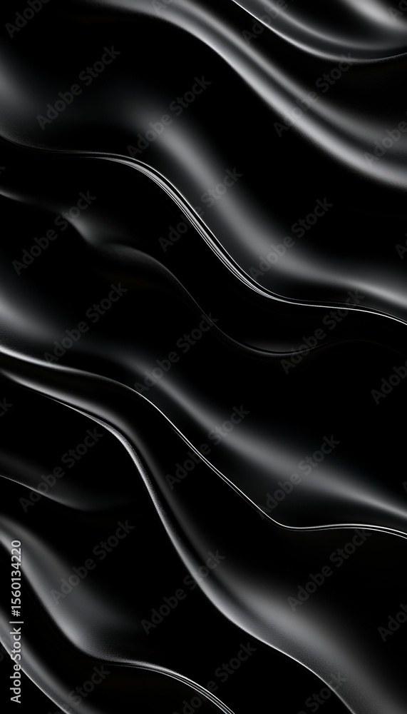 Poster elegant black abstract background featuring smooth wavy surface for modern presentation resources