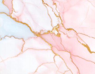 Elegant pink and white marble texture with gold veining, showcasing a luxurious and sophisticated aesthetic.