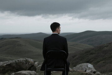 Fototapeta premium businessman sitting on a chair