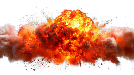 Explosion border isolated on transparent background - Generative AI fire burst effect 