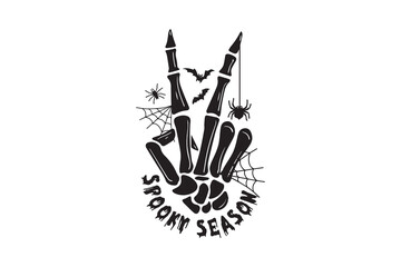 Spooky Season with Peace Skeleton Fingers Design