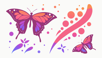 Obraz premium Gradient Liquid Abstract Shape Pack of Butterfly