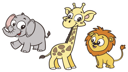 Obraz premium Cute Cartoon Animal Clipart for Kids