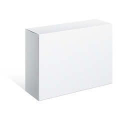 Blank Rectangular Box Packaging, White Cardboard Container for Products, Mockup for Medicine...