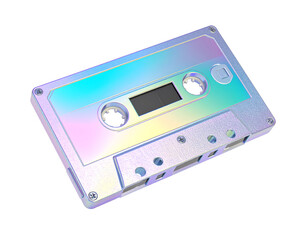 Fototapeta premium Colorful retro cassette tape on a white background.