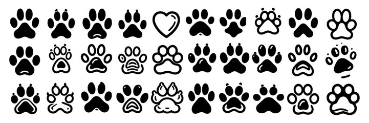 Pet Paws Icons Bundle – Cute Animal Paw Print Vectors, AI & EPS Files for Designers, Crafts, Stickers, and Logos