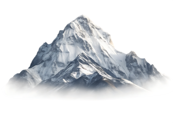  majestic snow covered mountain peak isolated on white background PNG, AI GENERATED