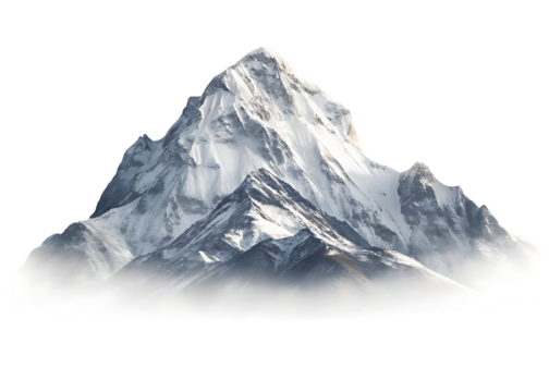  majestic snow covered mountain peak isolated on white background PNG, AI GENERATED